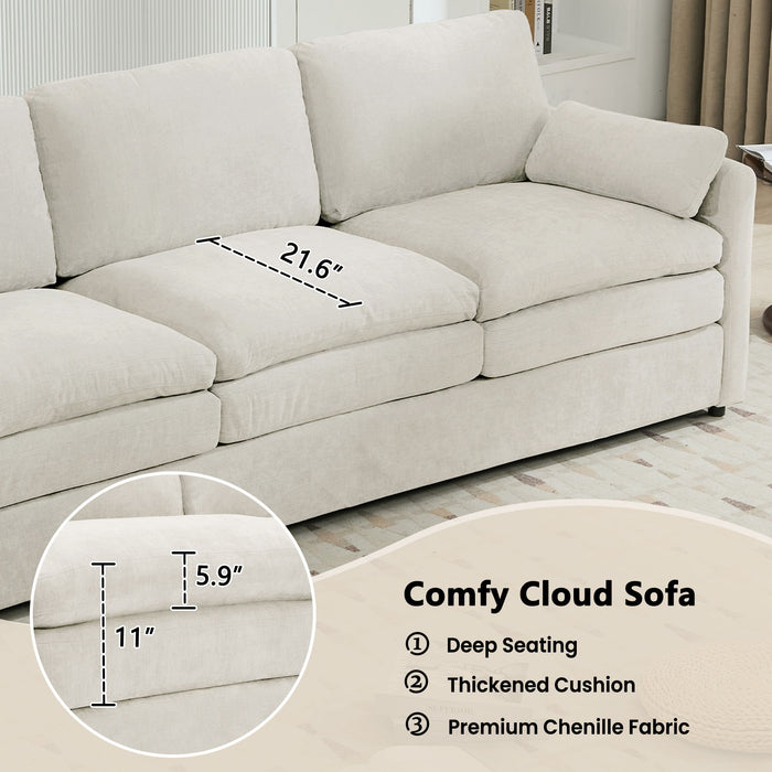 Cozy Upholstered 3 Seater Sofa Plush Cushion For Living Room