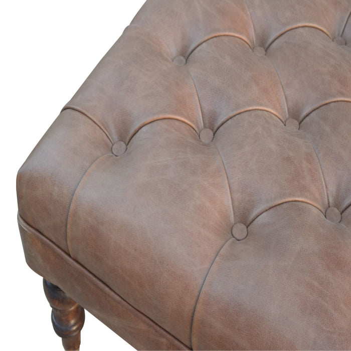 Buffalo - Leather Ottoman With Castor Legs