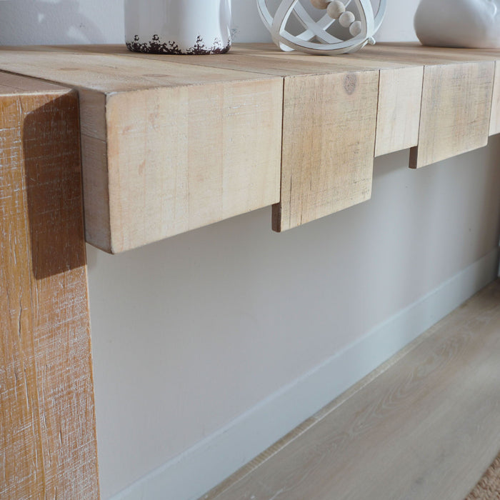 Modern Rustic Table With Sculpted Block Design