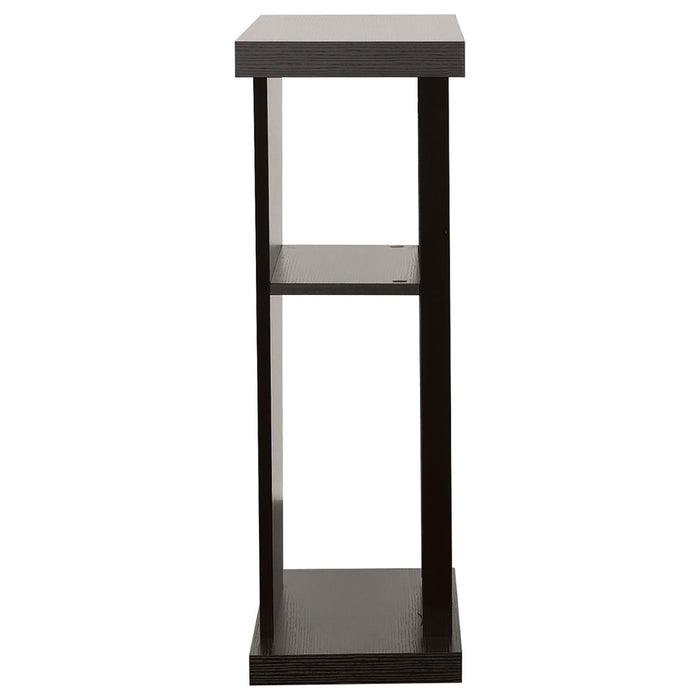 2 Shelf Console Table With V Shape Design - Brown