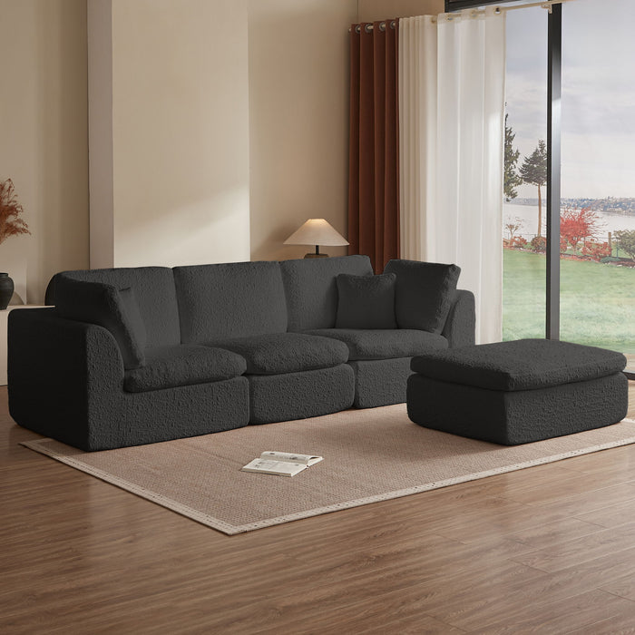 Cloud Sectional Couch, Convertible With Ottoman, 3 Seater Modular Design