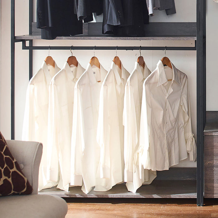 Monica - Wood Walk In Closet System, Powder Coated Metal Frame And Melamine - Rustic