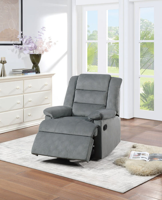 Contemporary Dark Gray Color Velvet Fabric Recliner Motion Recliner Chair Couch Manual Motion Plush Armrest Living Room Furniture