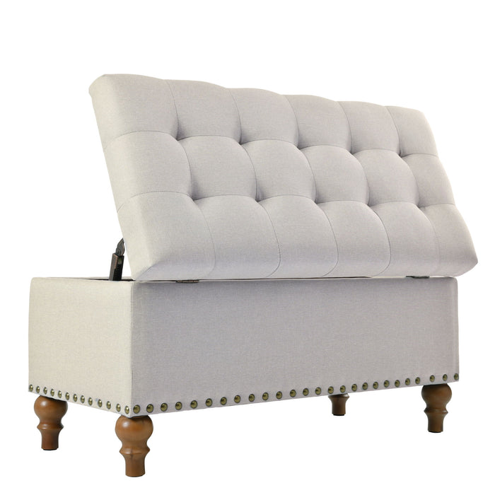 Upholstered Ottoman With Storage And Rivet Trim