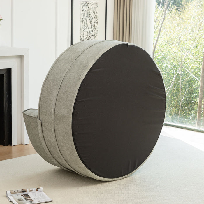 Modern Oversized Round Barrel Accent Chair With Ottoman