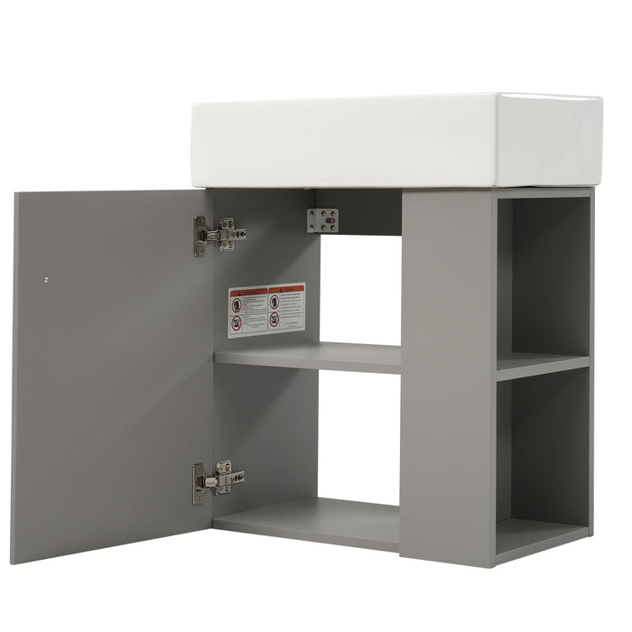 Modern Floating Bathroom Vanity With Ceramic Basin Perfect For Small Bathrooms