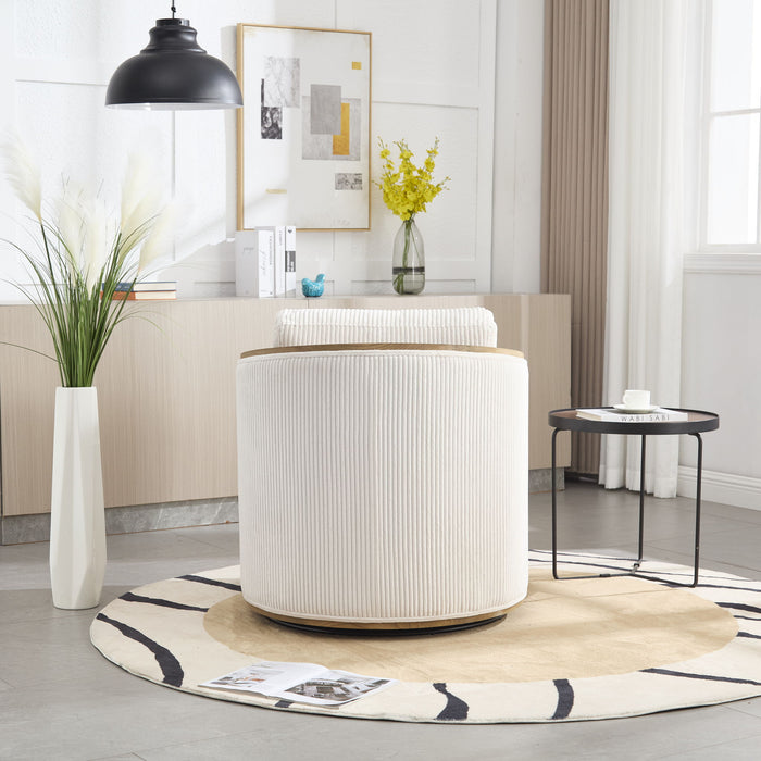 Corduroy Barrel Chair, 360 Degree Swivel