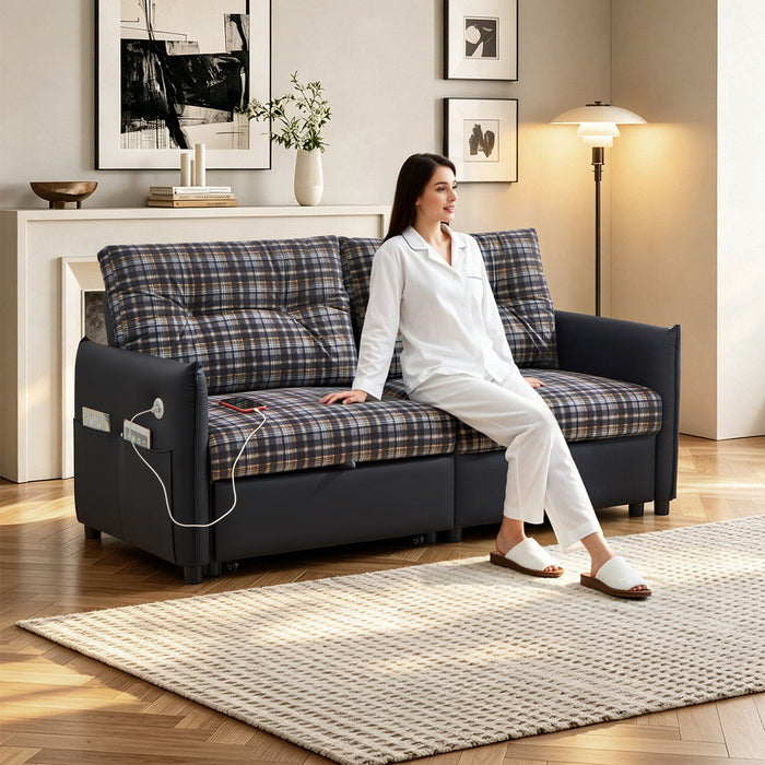Sleeper Sofa, Expandable Sectional With Ottoman For Living Room