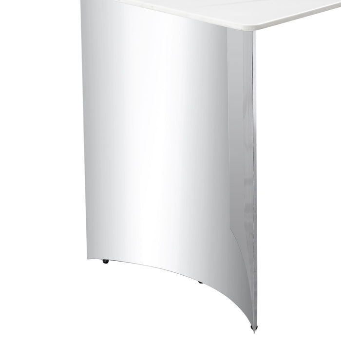 Modern Minimalist Dining Table With Marble Glass Top