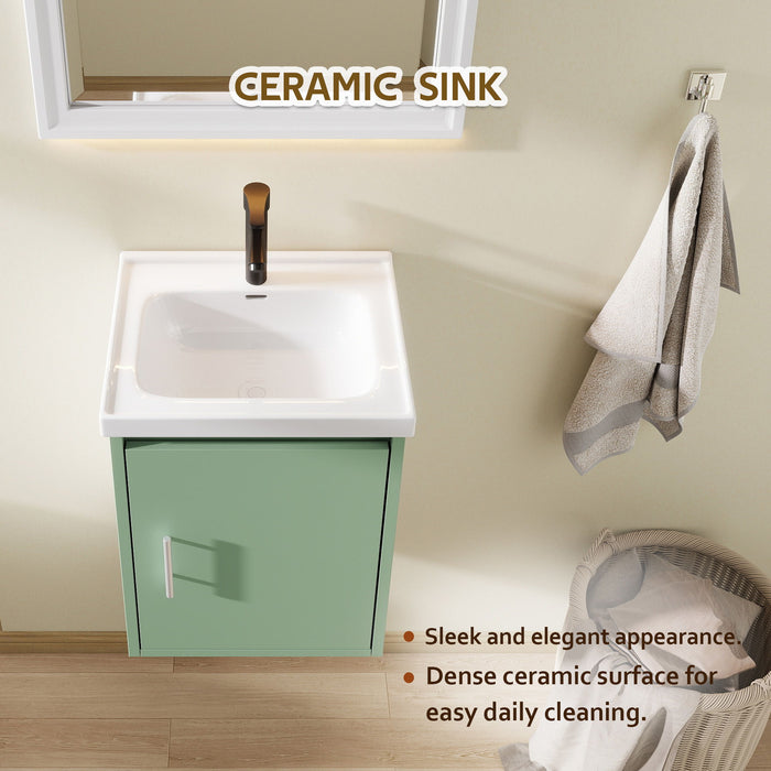Floating Bathroom Vanity Combo, Wall Mounted Cabinet With Sink & Soft Close Doors For Small Bathrooms