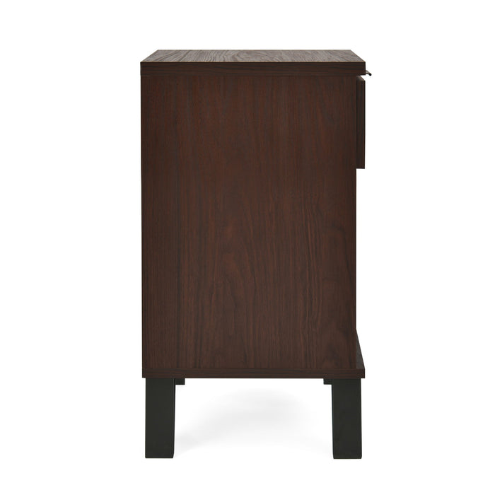 Modern Industrial Tall End Table With Drawer And Shelf - Walnut