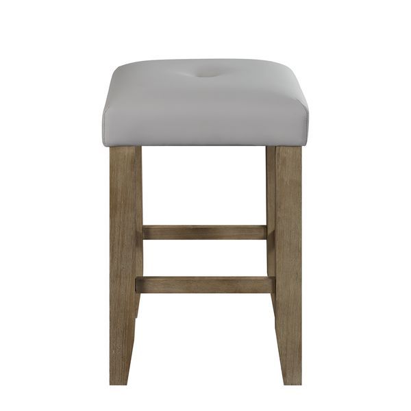 Charnell - Counter Height Stool Set of 2) - Gray Synthetic Leather & Oak