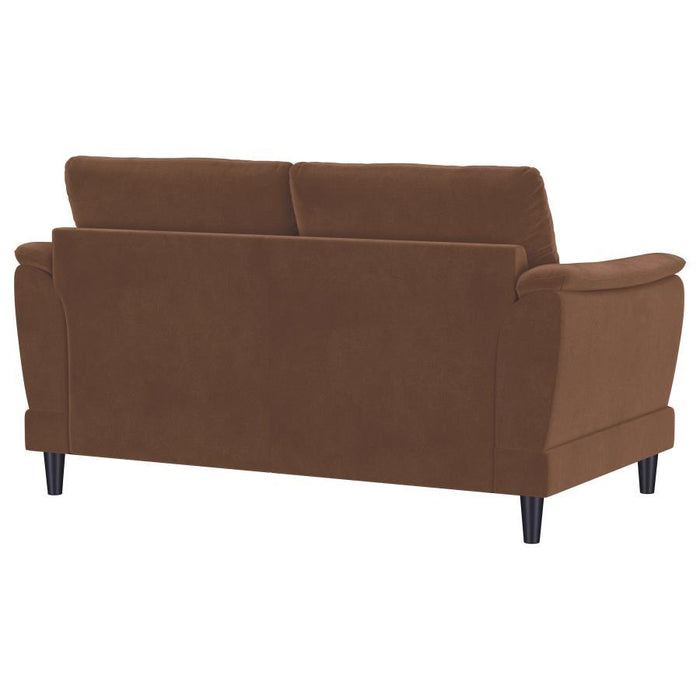 Selma - Velvet Upholstered Crescent Arm Loveseat - Rust