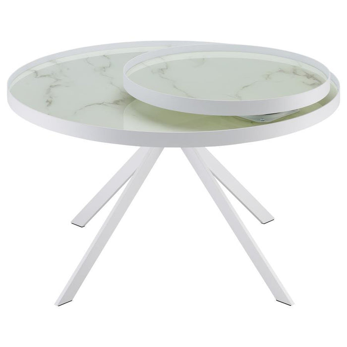 Briggs - Round Marble Printed Glass Top Coffee Table