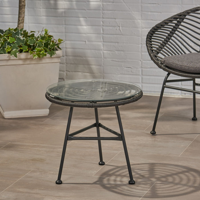 Petrichor - Outdoor Side Table With Tempered Glass And Steel Frame
