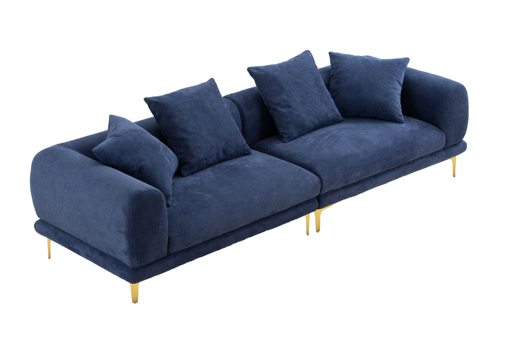 Modern Sofa Couch 4-Seater- Blue