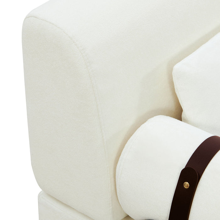 Modern Loveseat Sofa 2 Seater With USB Ports, Cylindrical Armrests