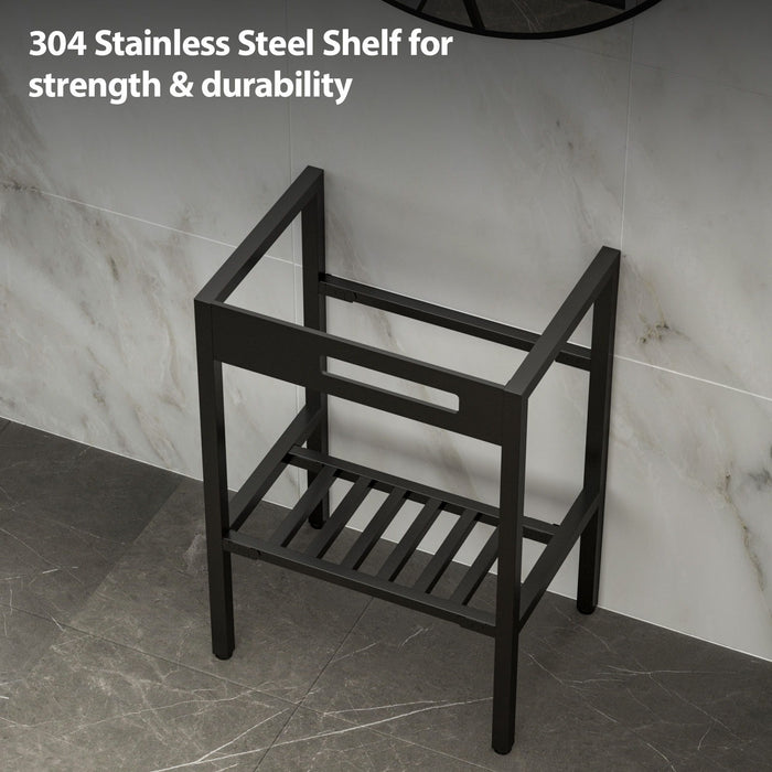 Console Sink With Legs, 24" X 18", Durable Porcela With Frame - White / Black