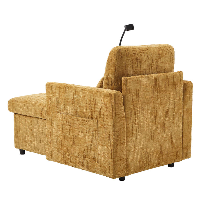 Multifunctional Chenille Recliner Sofa With Storage And Phone Bracket