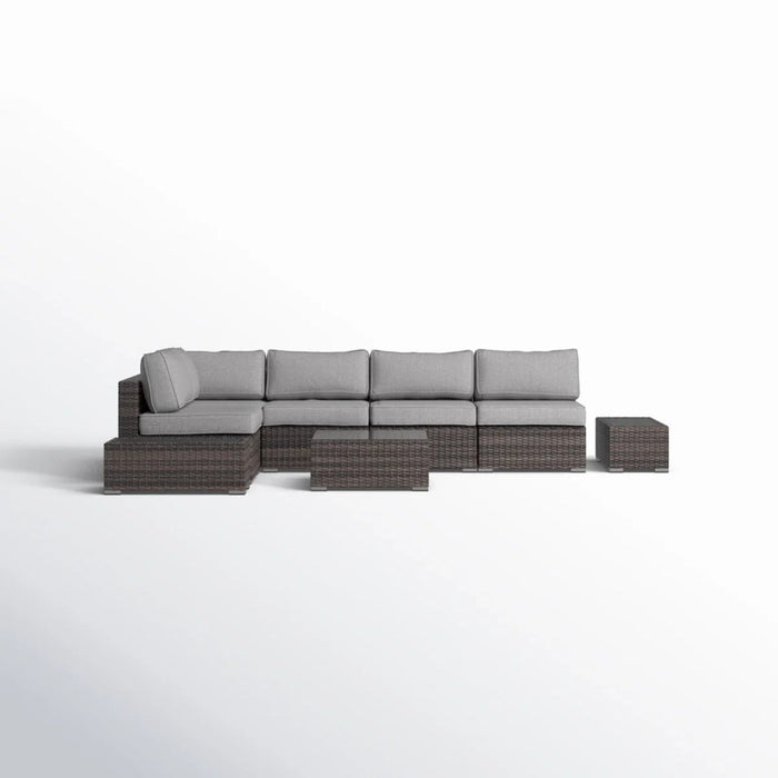 Wicker Sectional Seating Group With Plush Cushions