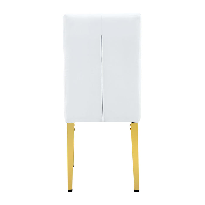 Vintage Style Armless Dining Chairs Set With Grid And Buckle Design