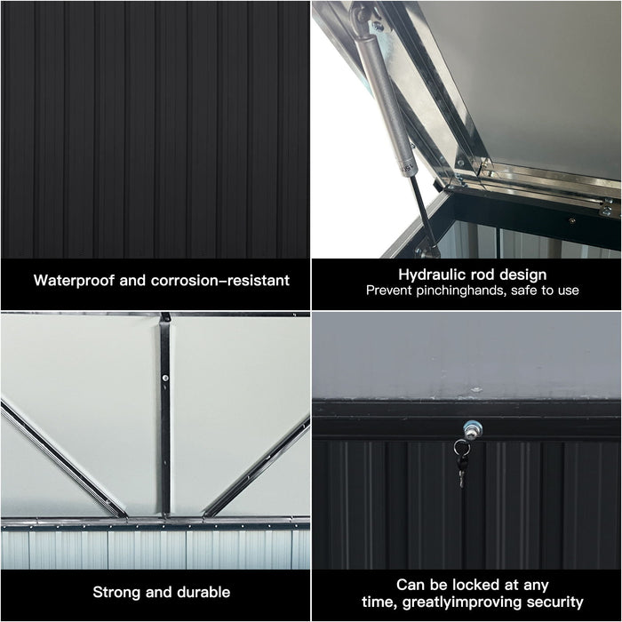 Metal Storage Box Store Large Out Door Use - Black