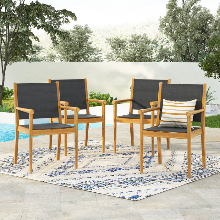 Cordoba - Dining Chair Set With Acacia Wood Frame And Textilen Upholstery (Set of 2) - Teak