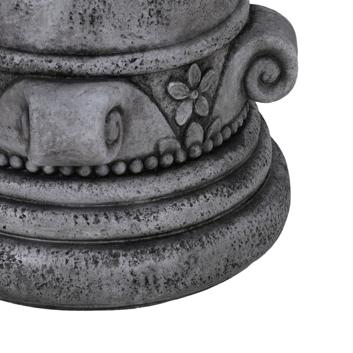 Outdoor End Table, Round Side Table For Patio And Garden - Antique Gray