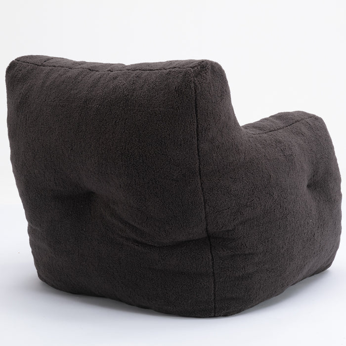 Soft Tufted Foam Bean Bag Chair With Teddy Fabric Dark Gray