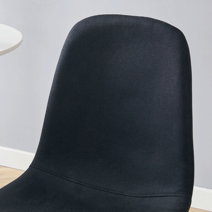 Modern Medieval Style Cushioned Side Chairs Set With Black Metal Legs For Kitchens