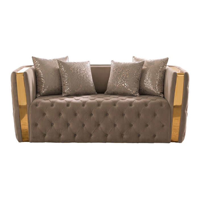 Naomi - Button Tufted Loveseat - Taupe