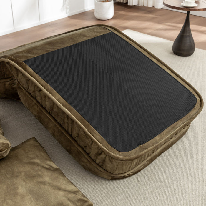 Upholstered Human Dog Bed And Pets, Bean Bag Floor Sofa With Massage Pillow, 5 Adjustable Positions & 2 Soft Pillows