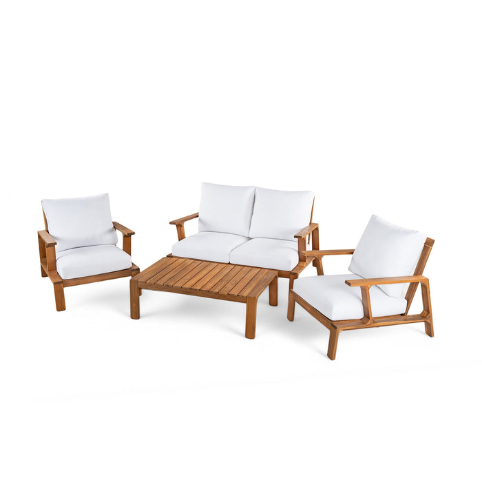4 Piece Outdoor Sofa Set With Cushions And Coffee Table
