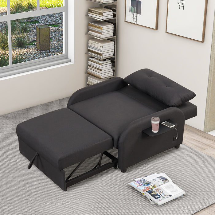 Versatile Pull Out Sofa Sleeper 3 In 1 With Wing Table & USB Charge, Compact Design