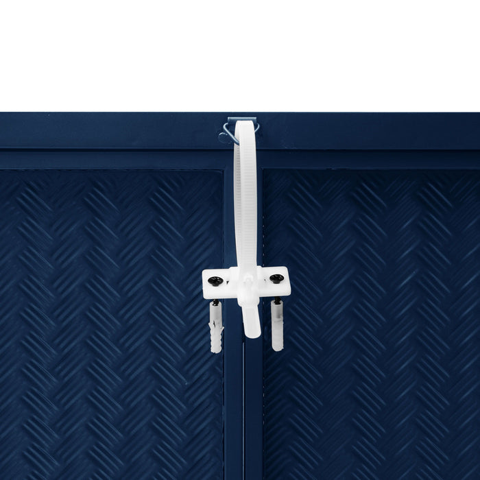 2 Doors Metal Storage Cabinet Display Cabinet With Glass Doors Metal Kitchen Sideboard Buffet Cabinet Glass Storage Cabinet For Dining Room Living Room Bedroom - Dark Blue