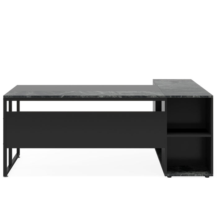 L-Shaped Executive Desk With Cabinet Storage