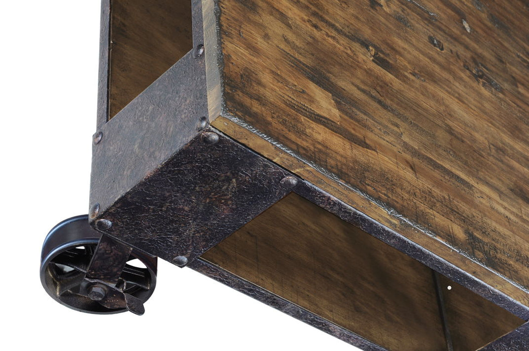 Pinebrook - Rectangular Cocktail Table (2 Braking Casters) - Distressed Natural Pine