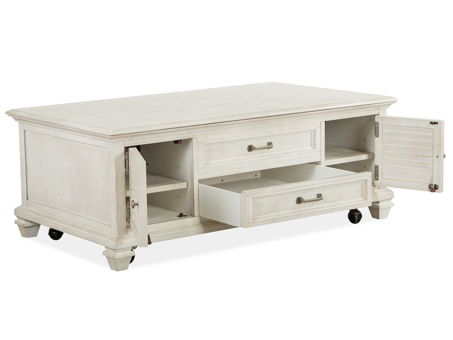Newport - Lift Top Storage Cocktail Table (With Casters) - Alabaster