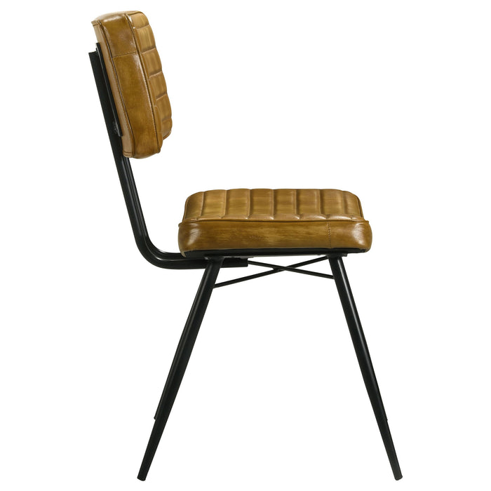 Tufted Side Chairs Upholstery And Tapered Legs (Set of 2) - Camel