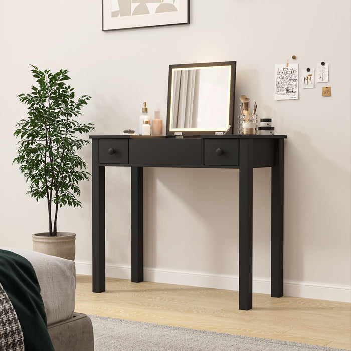 Vanity Table With LED Lights, Flip-Top Mirror And 2 Drawers, Jewelry Storage