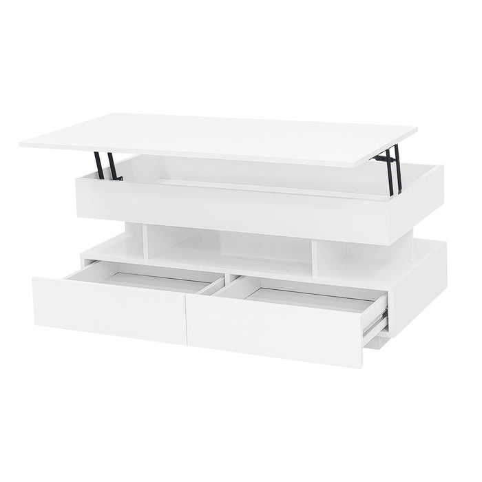 Multi Functional Lift Top Coffee Table With 2 Drawers