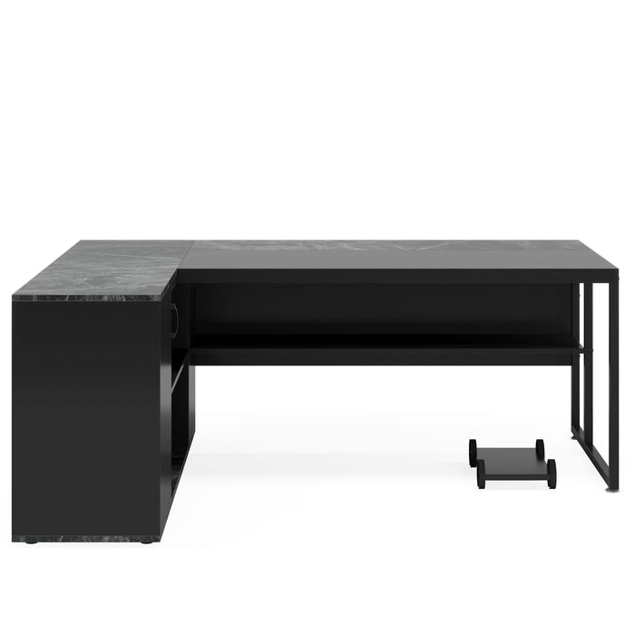 L-Shaped Executive Desk With Cabinet Storage