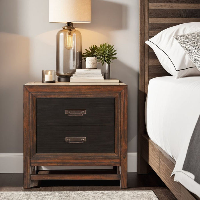 Branson - 2 Drawer Nightstand, Two Tone - Brown