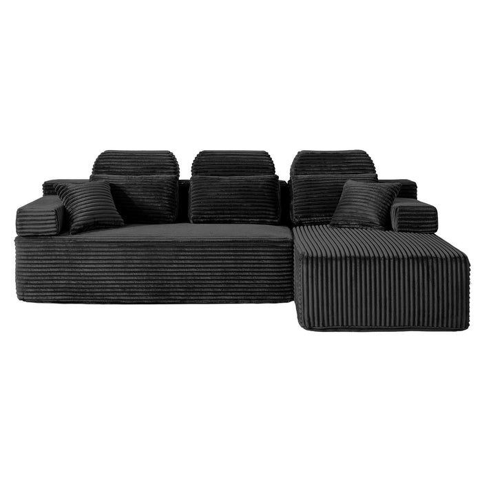 Sectional Sleeper Sofa & Storage Pockets, Modular Couch With Throw Pillows For Living Room
