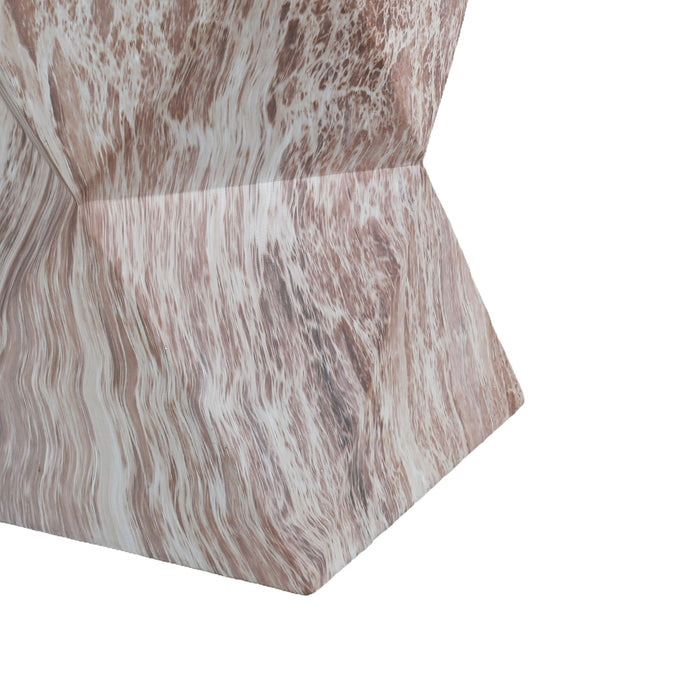 Round Outdoor Geometric End Table - Marble