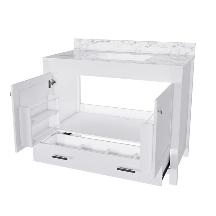 43" Bathroom Vanity, Multi Functional Cabinet - White