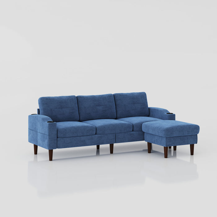 3 Seater Convertible Combination L Shaped Sofa With Footstools With Storage