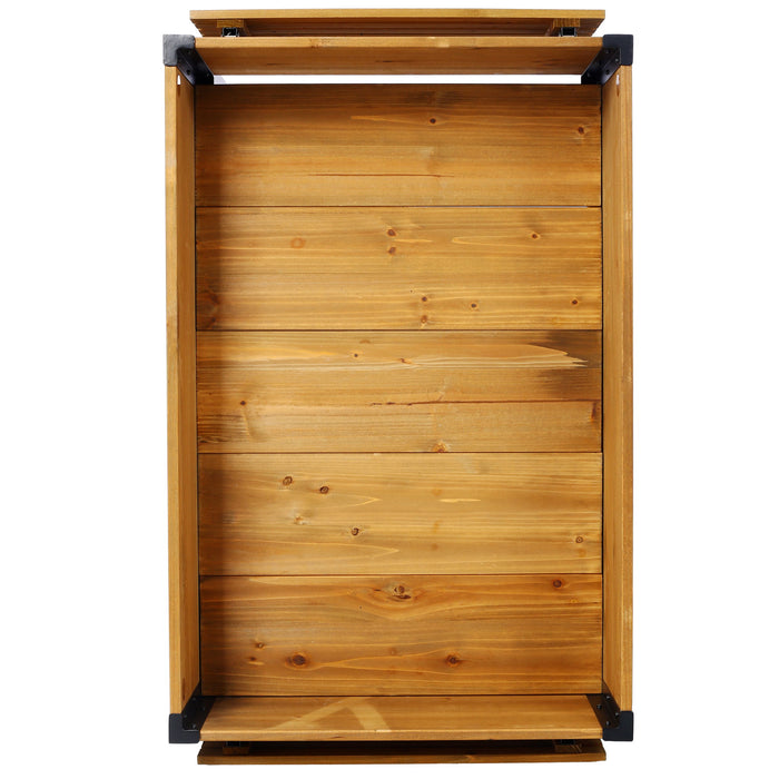 Raised Garden Bed With Metal Legs And Folding Storage Shelf