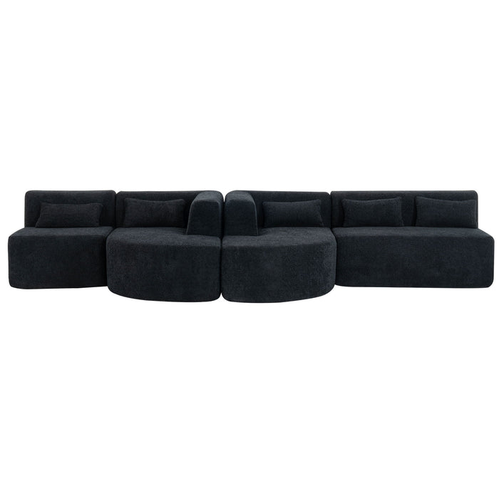 Upholstered Sofa Free Combined Sofa Couch With 2 Chaise Lounge And Five Back Pillows For Living Room