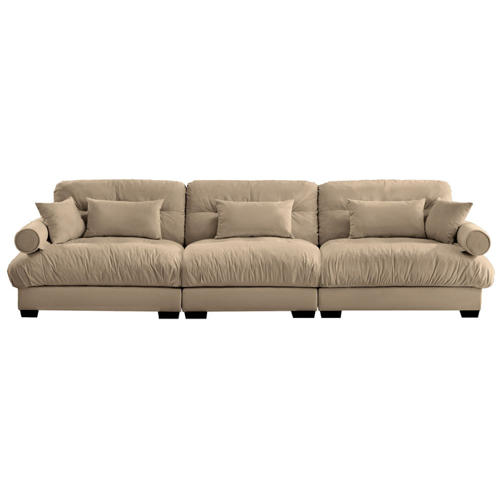 Modern Oversize Sofa With Cloud Like Comfort, Featuring Waist And Throw Pillows